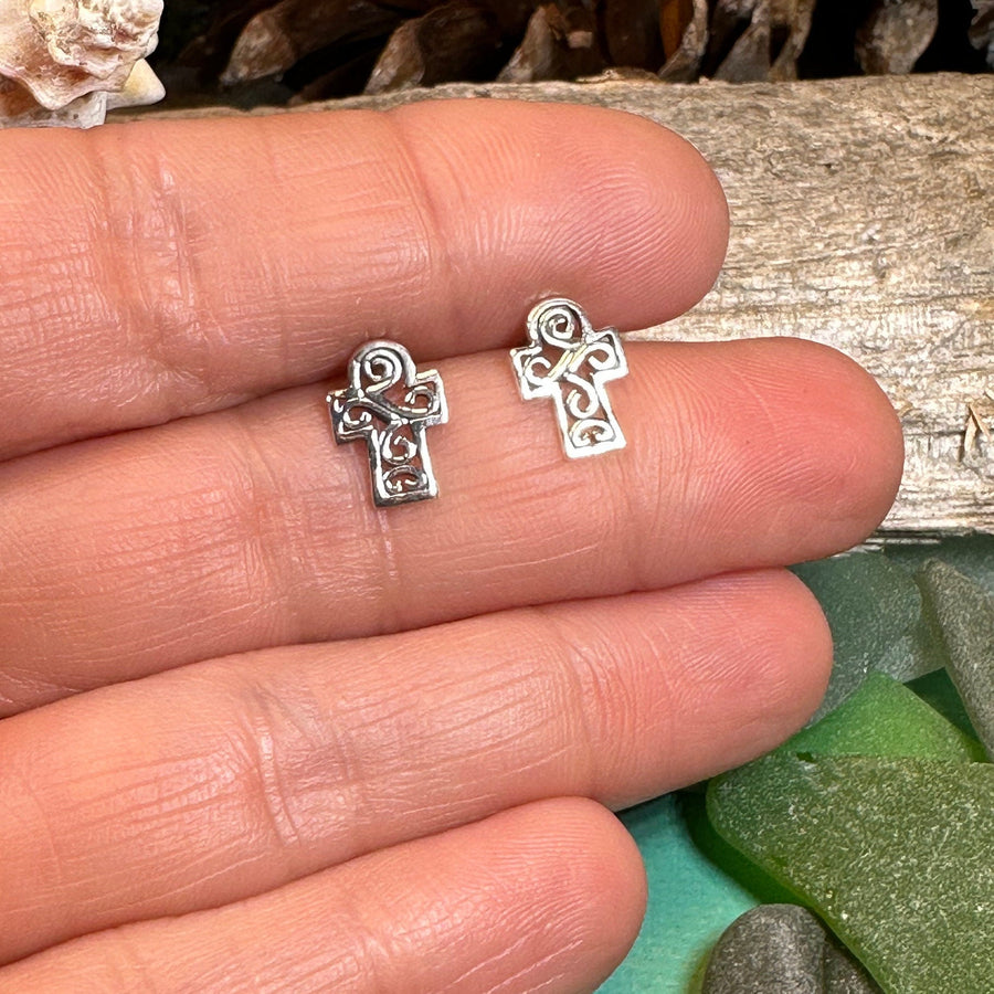 Celtic Cross Earrings, Celtic Post Earrings, First Communion Gift, Girl's Confirmation Gift, Spiritual Gift, Ireland Cross, Religious Gift