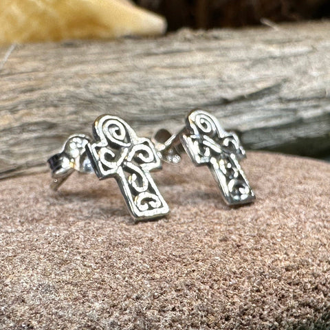 Load image into Gallery viewer, Celtic Cross Earrings, Celtic Post Earrings, First Communion Gift, Girl's Confirmation Gift, Spiritual Gift, Ireland Cross, Religious Gift
