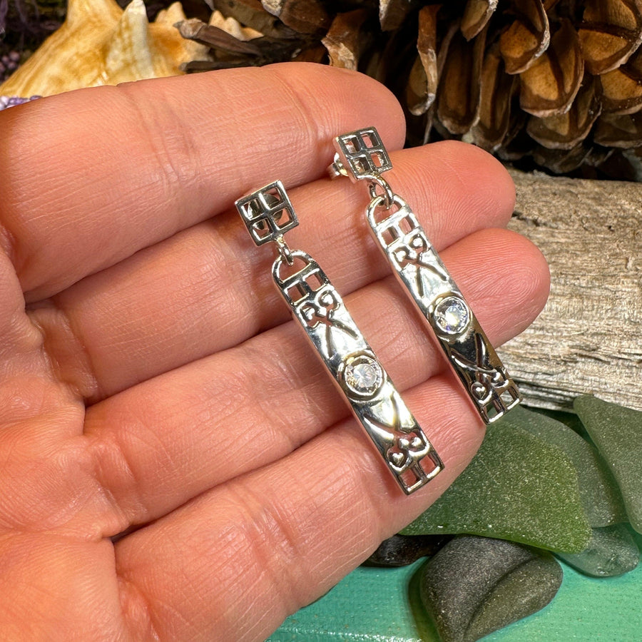 Art Deco Earrings, Scotland Jewelry, Mackintosh Jewelry, Silver Post Earrings, Anniversary Gift, Celtic Earrings, Rose Jewelry, Mom Gift