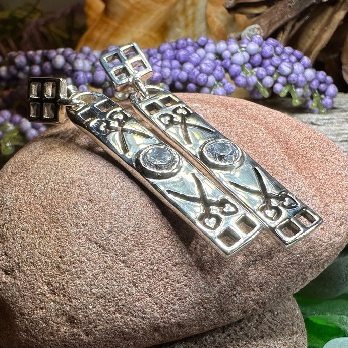 Art Deco Earrings, Scotland Jewelry, Mackintosh Jewelry, Silver Post Earrings, Anniversary Gift, Celtic Earrings, Rose Jewelry, Mom Gift