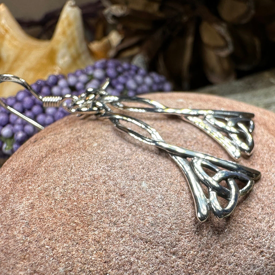 Celtic Knot Earrings, Irish Jewelry, Scotland Jewelry, Ireland Gift, Anniversary Gift, Mom Gift, Wife Gift, Trinity Knot Drop Earrings