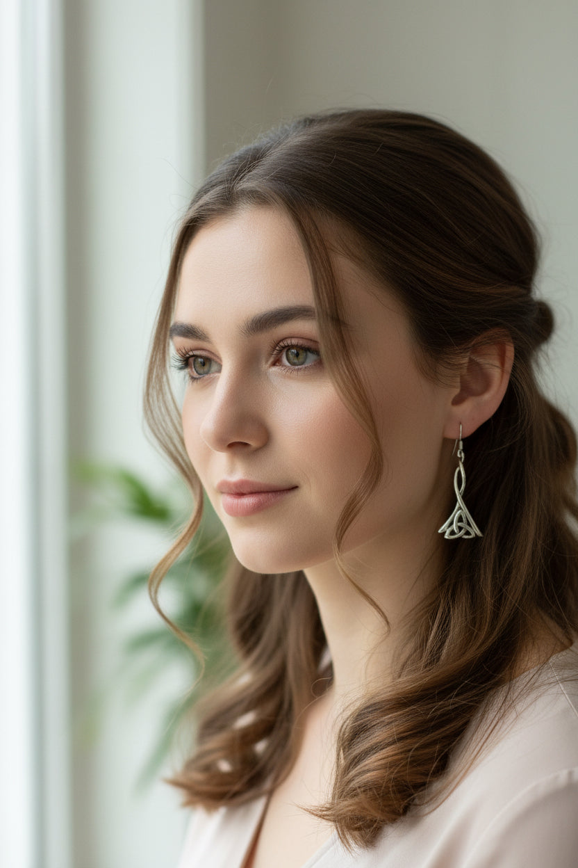 Celtic Knot Earrings, Irish Jewelry, Scotland Jewelry, Ireland Gift, Anniversary Gift, Mom Gift, Wife Gift, Trinity Knot Drop Earrings