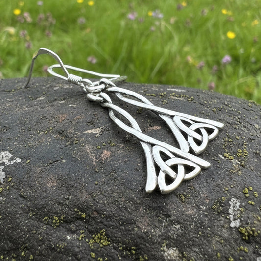 Celtic Knot Earrings, Irish Jewelry, Scotland Jewelry, Ireland Gift, Anniversary Gift, Mom Gift, Wife Gift, Trinity Knot Drop Earrings