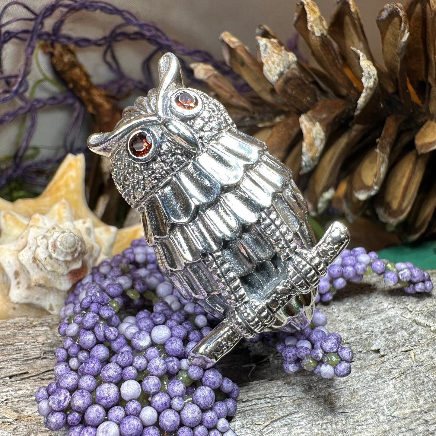 Athena Owl Necklace & Brooch in Sterling Silver — view 5