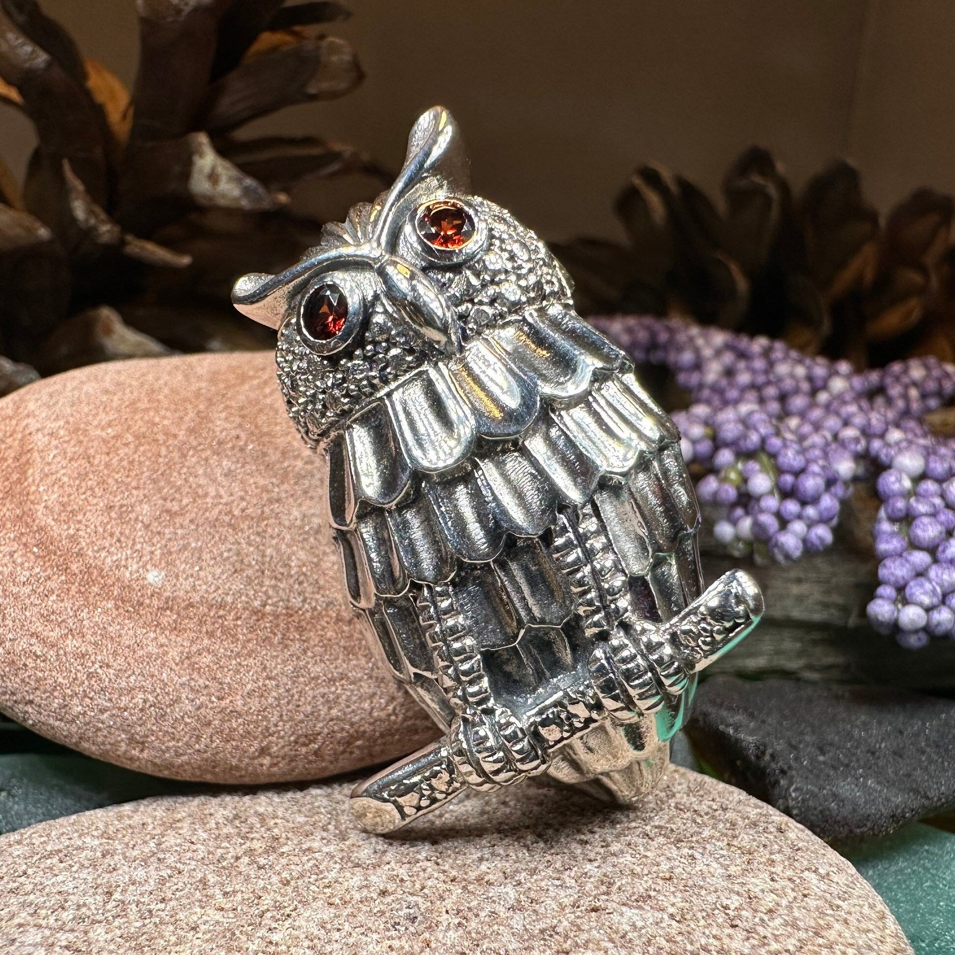 Athena Owl Necklace & Brooch in Sterling Silver — view 10