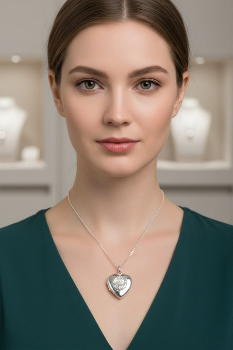 Load image into Gallery viewer, Claddagh Locket Necklace, Celtic Jewelry, Irish Jewelry, Anniversary Gift, Bridal Jewelry, Mom Gift, Wife Gift, Girlfriend Gift, Friend Gift
