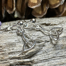 Load image into Gallery viewer, Trinity Knot Earrings, Celtic Knot Jewelry, Irish Jewelry, Celtic Post Earrings, Graduation Gift, Silver Scottish Jewelry, Graduation Gift
