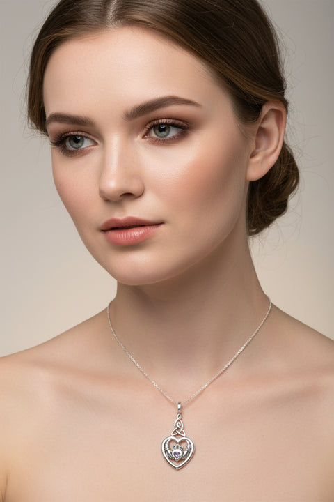 Load image into Gallery viewer, Claddagh Necklace, Celtic Pendant, Irish Jewelry, Ireland Gift, Mom Gift, Anniversary Gift, Mother's Knot, Heart Jewelry, Graduation Gift
