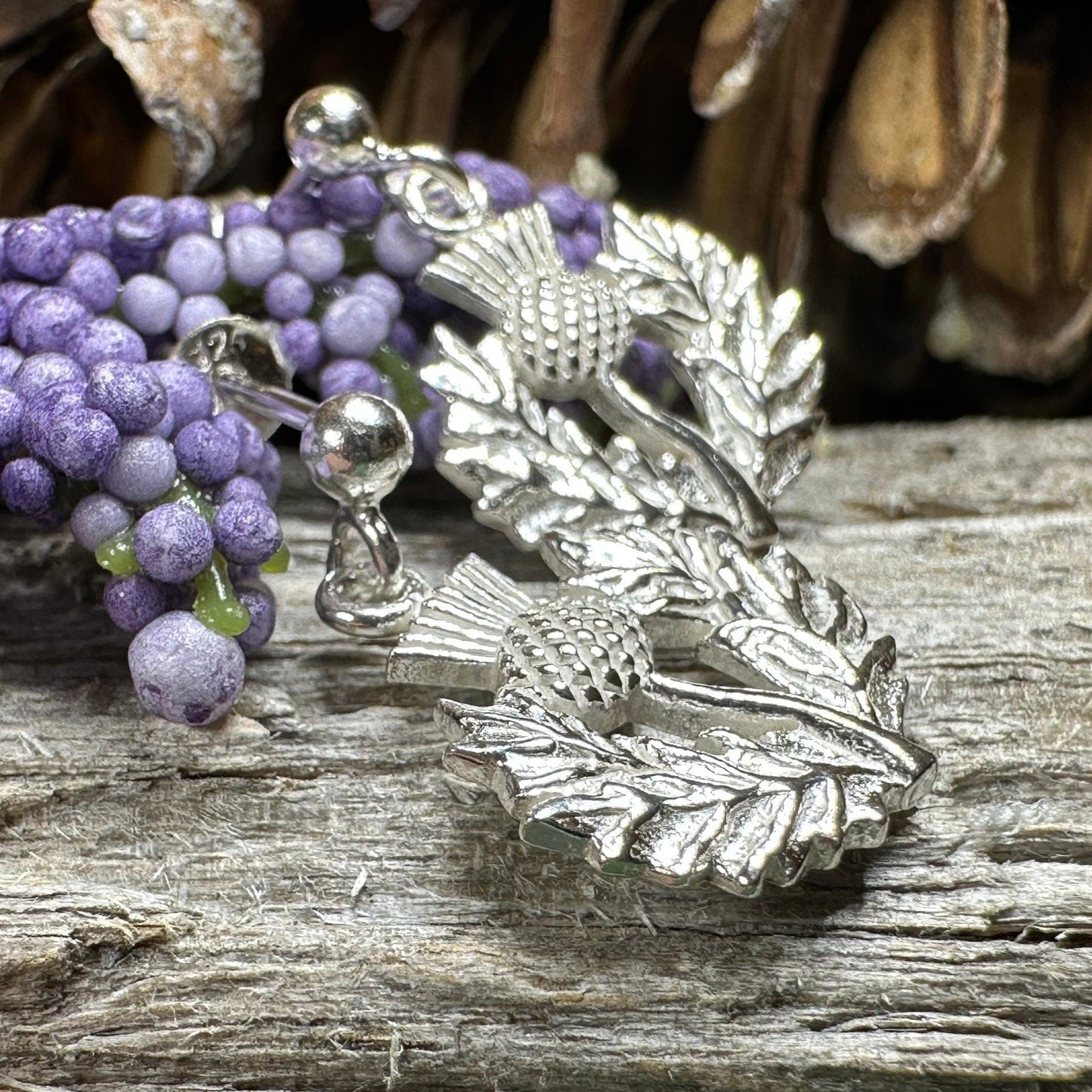 Realistic Thistle Earrings, Celtic Jewelry, Scotland Jewelry, Outlander Jewelry, Nature Jewelry, Thistle Jewelry, Post Earrings, Wife Gift