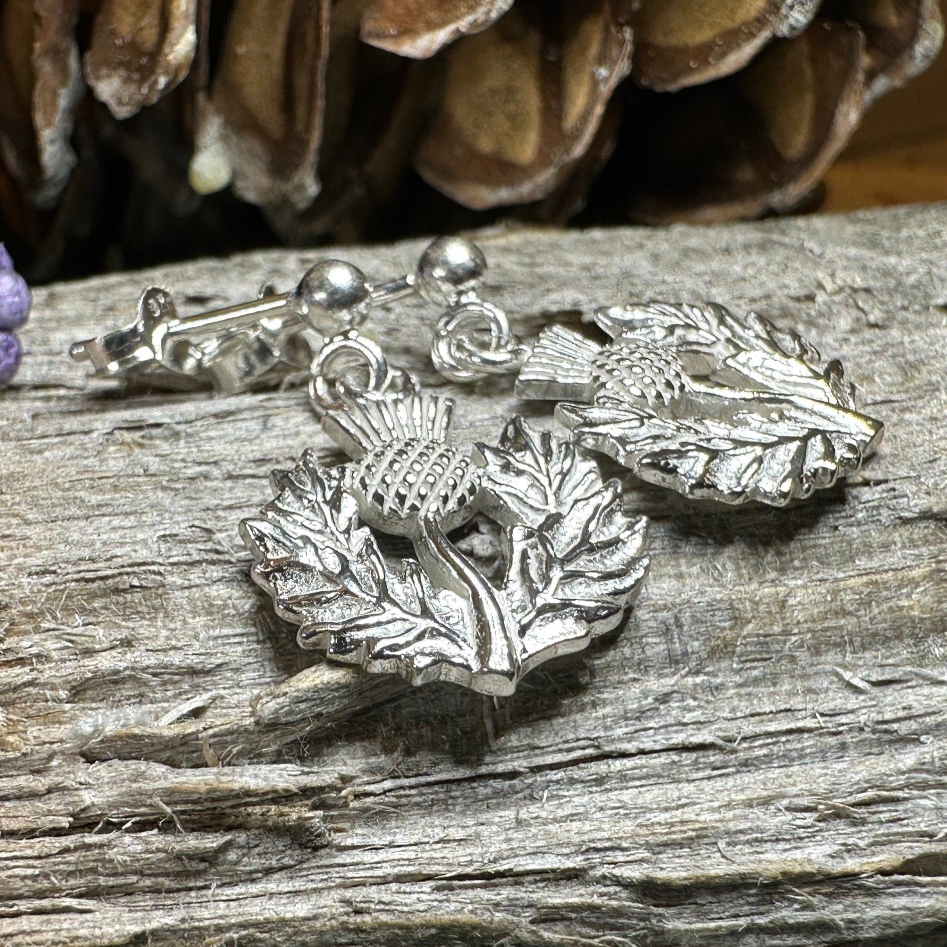 Realistic Thistle Earrings, Celtic Jewelry, Scotland Jewelry, Outlander Jewelry, Nature Jewelry, Thistle Jewelry, Post Earrings, Wife Gift
