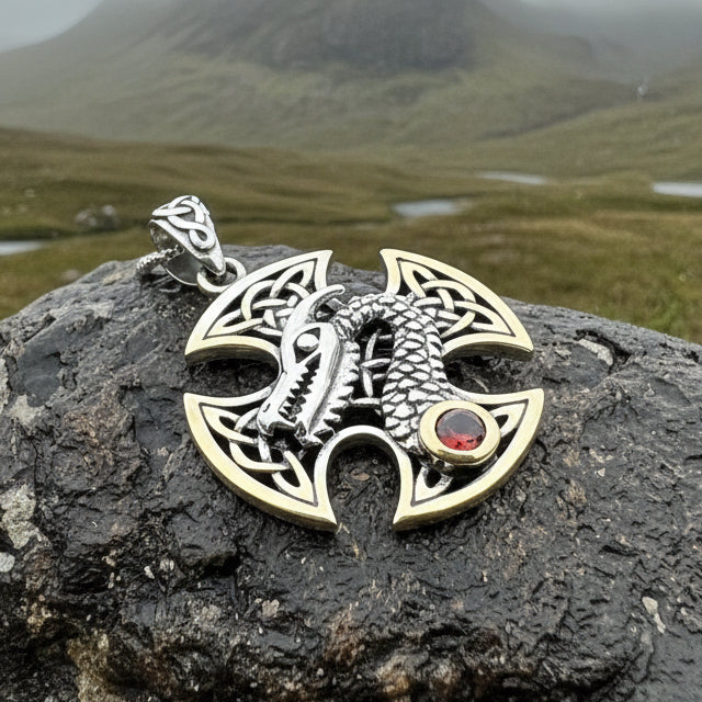Dragonheart Celtic Cross Necklace in Sterling Silver — view 4