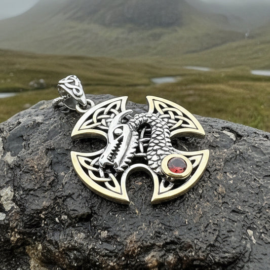 Dragonheart Celtic Cross Necklace in Sterling Silver — view 4