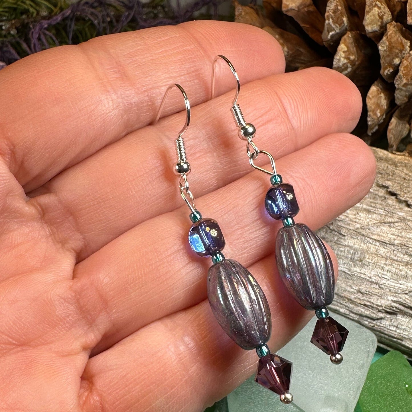 Summer Rain Earrings, Blue Crystal Jewelry, Long Earrings, Beaded Drop Earrings, Mom Gift, Sister Gift, Friendship Gift, Nature Jewelry