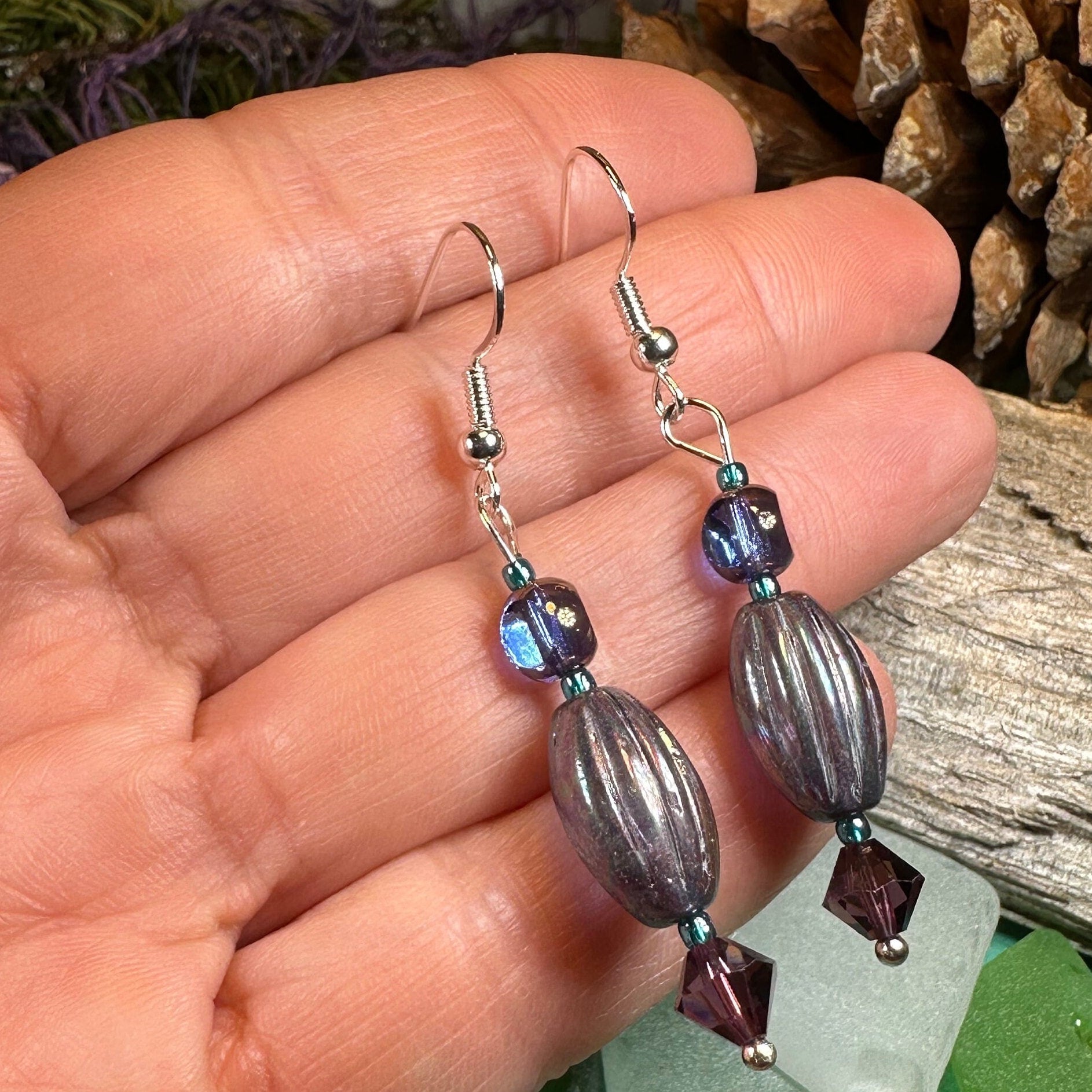 Summer Rain Earrings, Blue Crystal Jewelry, Long Earrings, Beaded Drop Earrings, Mom Gift, Sister Gift, Friendship Gift, Nature Jewelry