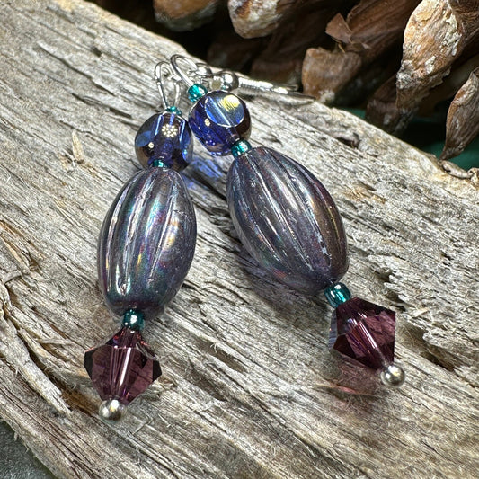 Summer Rain Earrings, Blue Crystal Jewelry, Long Earrings, Beaded Drop Earrings, Mom Gift, Sister Gift, Friendship Gift, Nature Jewelry
