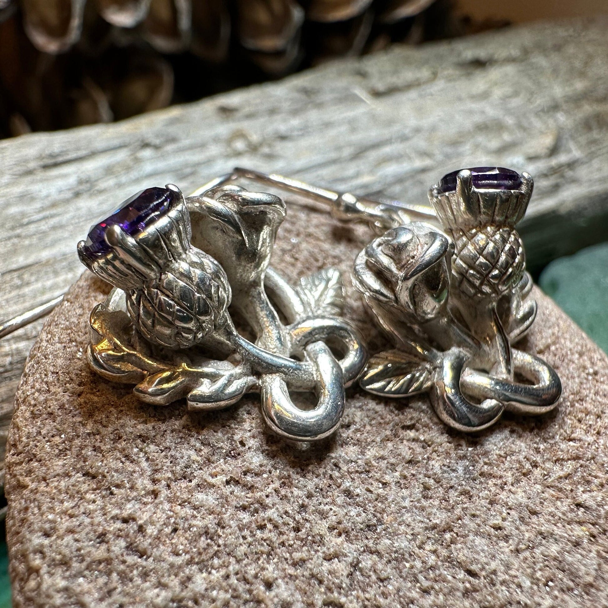 Thistle Earrings, Rose Jewelry, Scottish Jewelry, Outlander Jewelry, Amethyst Jewelry, Mom Gift, Amethyst Jewelry, Pagan Jewelry, Celtic