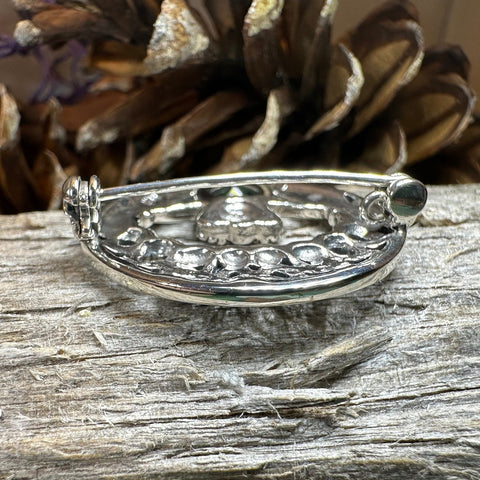 Load image into Gallery viewer, Claddagh Brooch, Irish Pin, Emerald Ireland Brooch, Silver Bride Pin, Claddagh Pin, Celtic Jewelry, Claddagh Pin, Celtic Pin, Gift for Her
