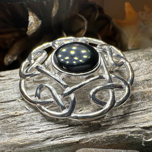 Celtic Knot Brooch, Celtic Jewelry, Irish Pin, Scotland Brooch, Celtic Onyx Brooch, Anniversary Gift, Celtic Knot Pin, Ireland Gift, Norse