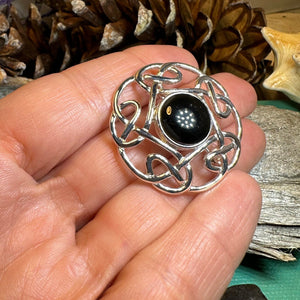 Celtic Knot Brooch, Celtic Jewelry, Irish Pin, Scotland Brooch, Celtic Onyx Brooch, Anniversary Gift, Celtic Knot Pin, Ireland Gift, Norse