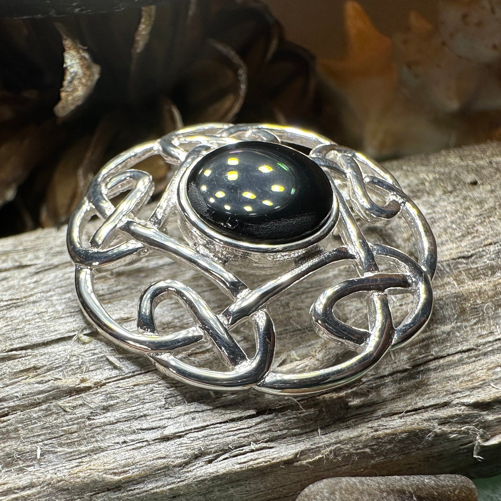 Celtic Knot Brooch, Celtic Jewelry, Irish Pin, Scotland Brooch, Celtic Onyx Brooch, Anniversary Gift, Celtic Knot Pin, Ireland Gift, Norse
