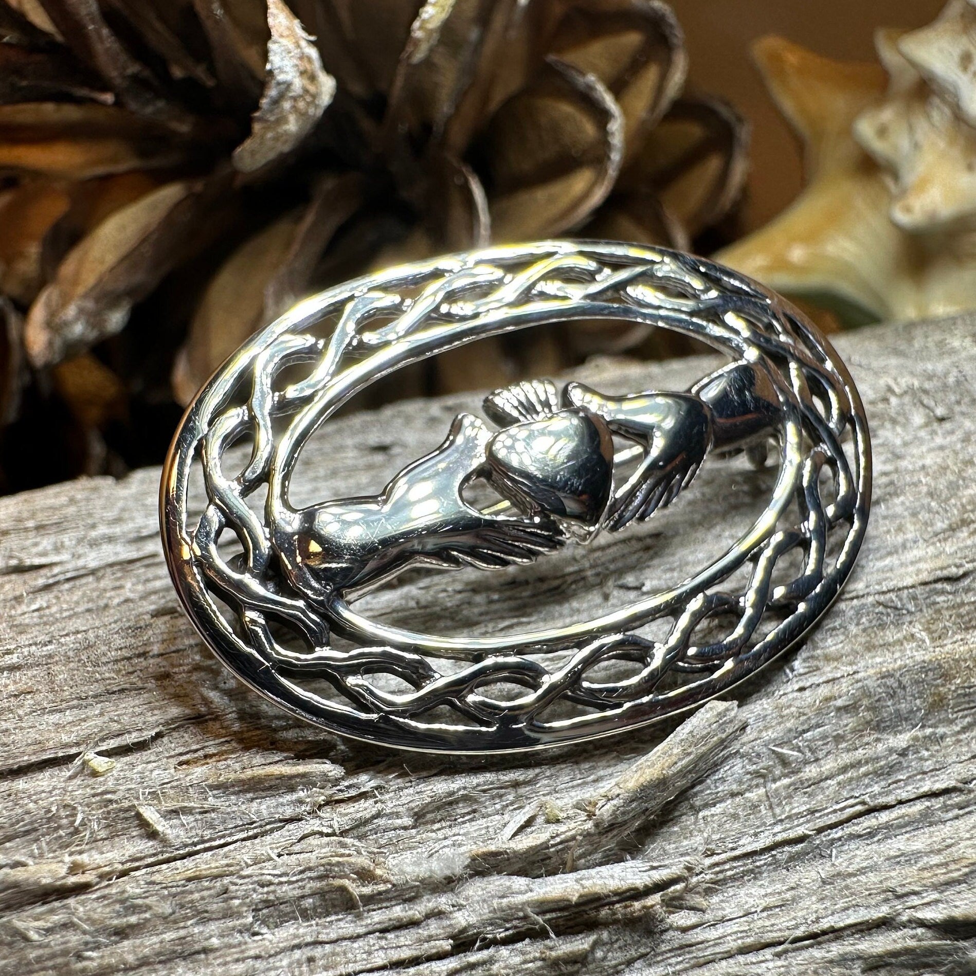 Claddagh Brooch, Irish Jewelry, Sterling Silver Ireland Brooch, Silver Bride Pin, Claddagh Pin, Celtic Brooch, Celtic Pin, Wife Gift