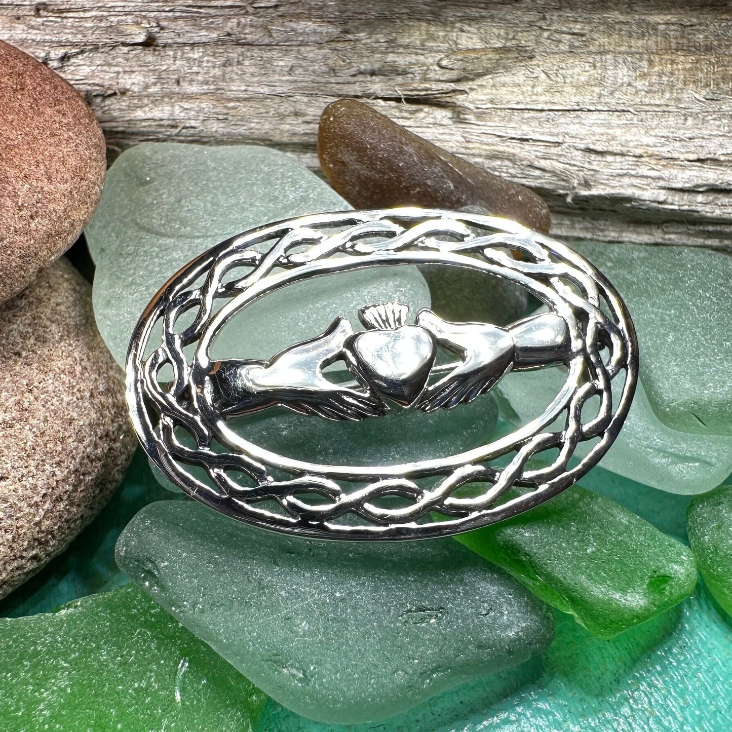 Claddagh Brooch, Irish Jewelry, Sterling Silver Ireland Brooch, Silver Bride Pin, Claddagh Pin, Celtic Brooch, Celtic Pin, Wife Gift