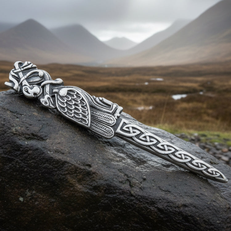 Celtic Birds Kilt Pin, Scottish Jewelry, Irish Kilt Pin, Tartan Pin, Cape Pin, Bagpiper Gift, Scotland Pin, Celtic Shawl Pin, Viking Jewelry