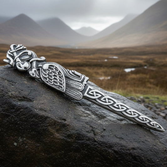 Celtic Birds Kilt Pin, Scottish Jewelry, Irish Kilt Pin, Tartan Pin, Cape Pin, Bagpiper Gift, Scotland Pin, Celtic Shawl Pin, Viking Jewelry