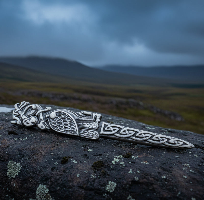 Celtic Birds Kilt Pin, Scottish Jewelry, Irish Kilt Pin, Tartan Pin, Cape Pin, Bagpiper Gift, Scotland Pin, Celtic Shawl Pin, Viking Jewelry