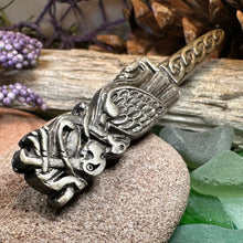 Load image into Gallery viewer, Celtic Birds Kilt Pin, Scottish Jewelry, Irish Kilt Pin, Tartan Pin, Cape Pin, Bagpiper Gift, Scotland Pin, Celtic Shawl Pin, Viking Jewelry
