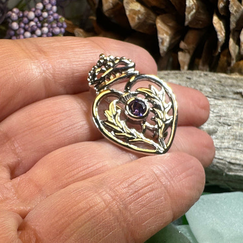 Load image into Gallery viewer, Luckenbooth Brooch, Scotland Jewelry, Celtic Brooch, Bridal Jewelry, Amethyst Pin, Anniversary Gift, Wife Gift, Luckenbooth Pin, Mom Gift

