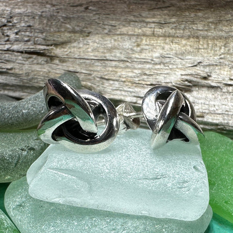 Load image into Gallery viewer, Celtic Knot Stud Earrings, Irish Jewelry, Celtic Jewelry, Anniversary Gift, Bridal Jewelry, Norse Jewelry, Yoga Jewelry, Friendship Gift
