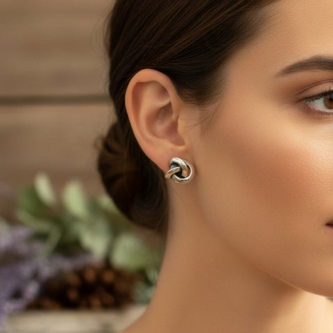 Load image into Gallery viewer, Celtic Knot Stud Earrings, Irish Jewelry, Celtic Jewelry, Anniversary Gift, Bridal Jewelry, Norse Jewelry, Yoga Jewelry, Friendship Gift
