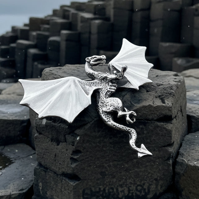 Dragon Brooch, Dragon Pendant, Scotland Jewelry, Fantasy Jewelry, Scarf Pin, Gothic Celtic Pin, Celtic Jewelry, Girlfriend Gift, Wife Gift