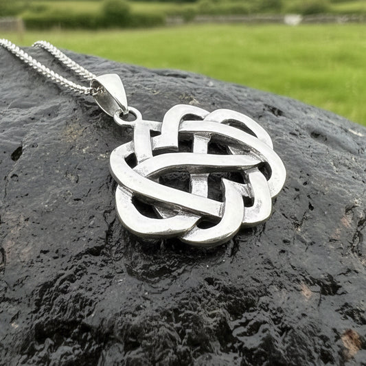Heart Necklace, Irish Jewelry, Celtic Pendant, Scotland Jewelry, Love Knot Jewelry, Anniversary Gift, Infinity Jewelry, Celtic Knot Gift