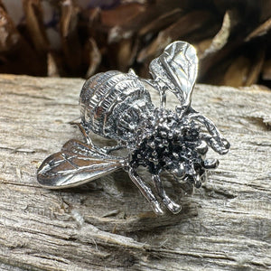 Bee Booch, Nature Jewelry, Silver Insect Pin, Anniversary Gift, Outlander Jewelry, Insect Jewelry, Honey Bee Jewelry, Realistic Bee Pin