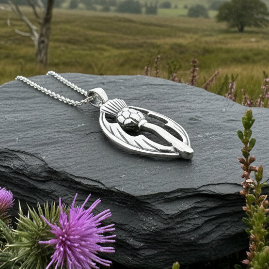 Thistle Necklace, Scottish Pendant, Silver Scotland Jewelry, Outlander Jewelry, Wife Gift, Friendship Gift, Nature Jewelry, Anniversary Gift