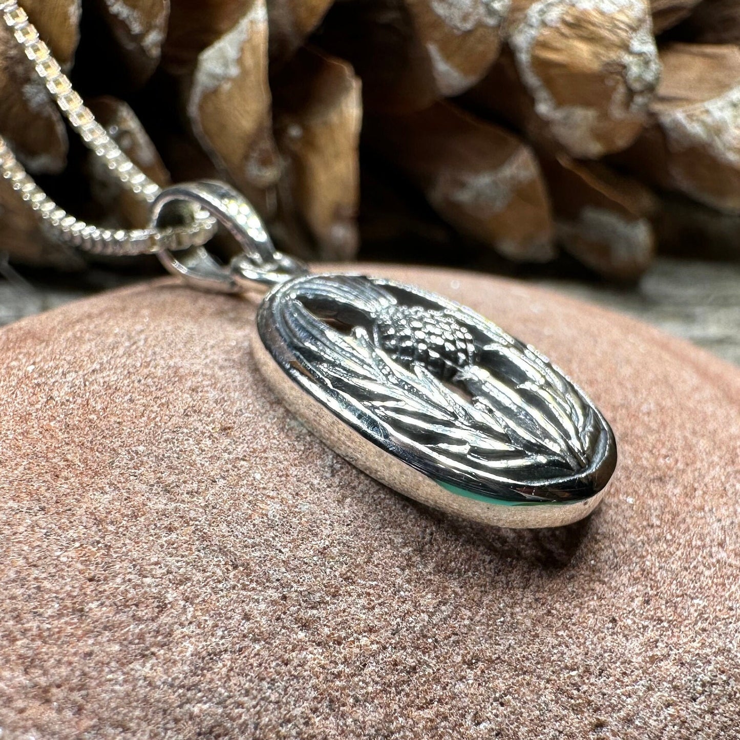 Thistle Necklace, Scotland Jewelry, Scottish Pendant, Anniversary Gift, Silver Celtic Jewelry, Gift for Her, Flower Jewelry, Girlfriend Gift
