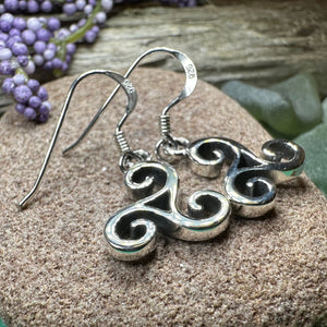 Celtic Spiral Earrings, Irish Jewelry, Scottish Earrings, Triskelion, Triskele, Wiccan Jewelry, Norse Jewelry, Ireland Gift, Triple Spiral