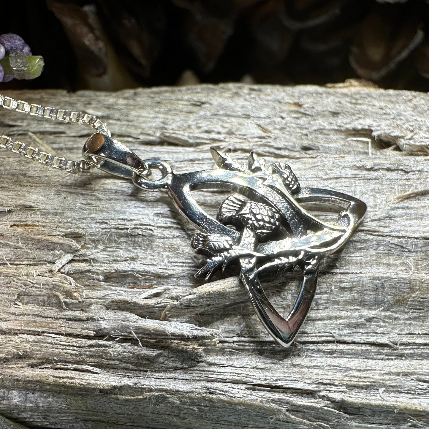 Thistle Necklace, Trinity Knot Pendant, Scottish Jewelry, Celtic Knot Jewelry, Triquetra Jewelry, Silver Scotland Jewelry, Anniversary Gift