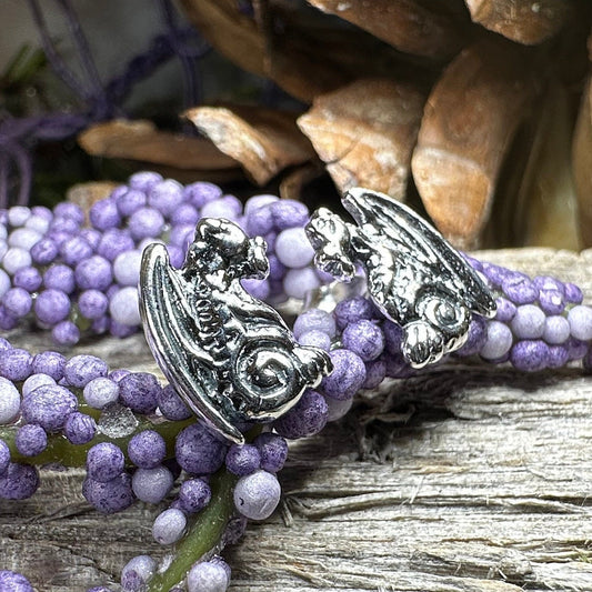 Dragon Earrings, Gargoyle Stud Earrings, Irish Jewelry, Gothic Jewelry, Wiccan Jewelry, Celtic Dragon Gift, Pagan Jewelry, Silver Jewerly