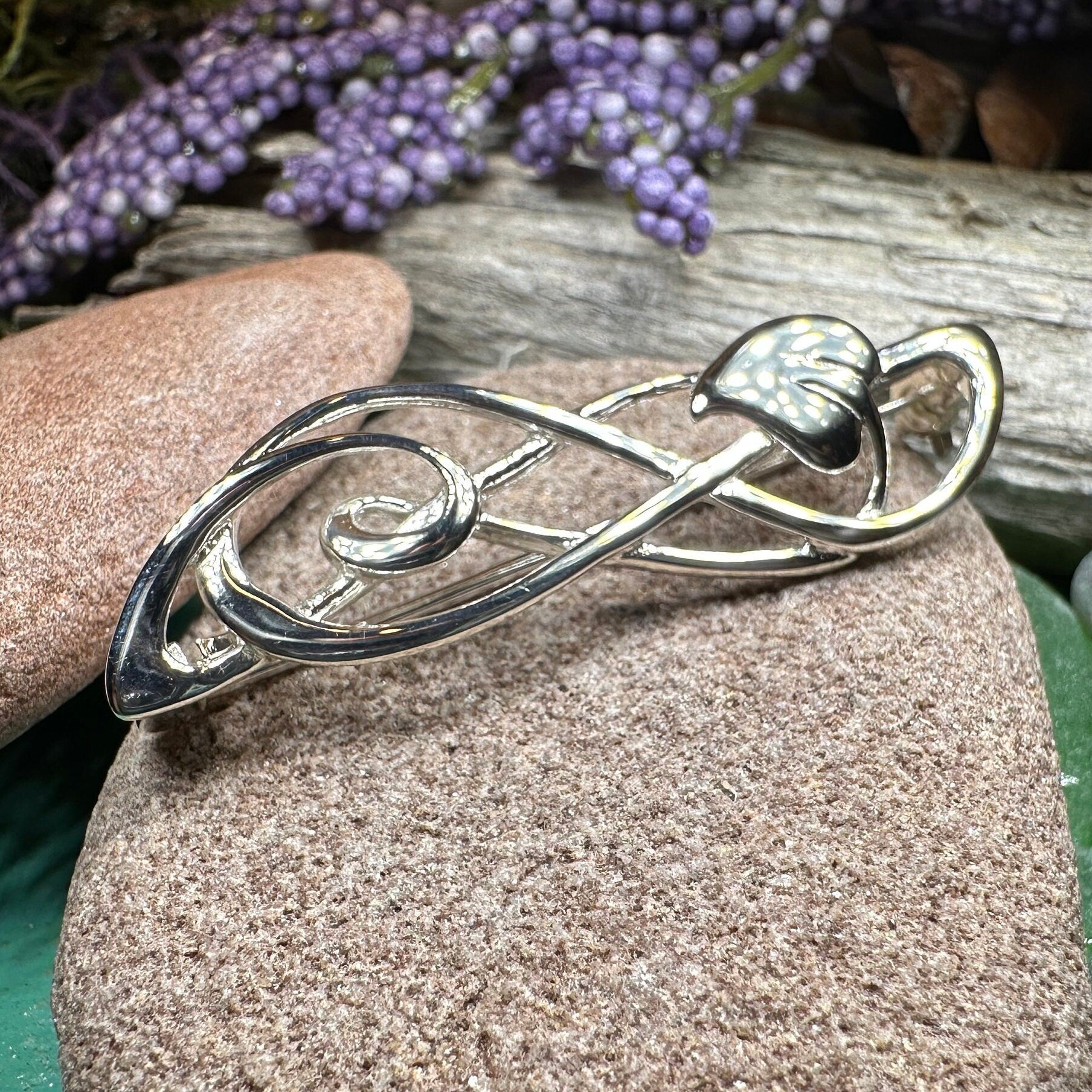 Scottish Mackintosh Leaf Brooch in Sterling Silver — view 7