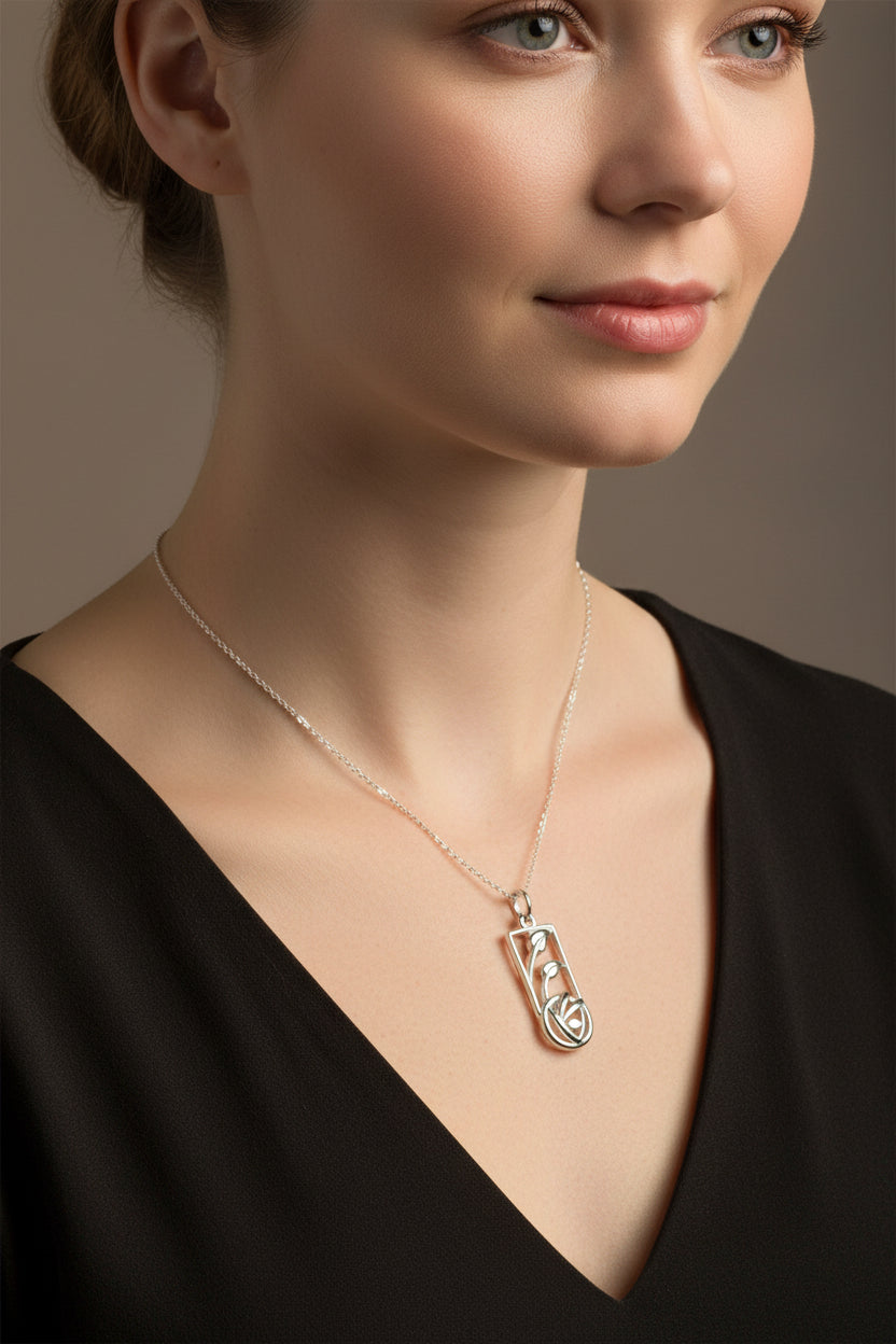 Mackintosh Rose Necklace, Scotland Jewelry, Celtic Jewelry, Rose Jewelry, Art Deco Pendant, Anniversary Gift, Scottish Necklace, Wife Gift