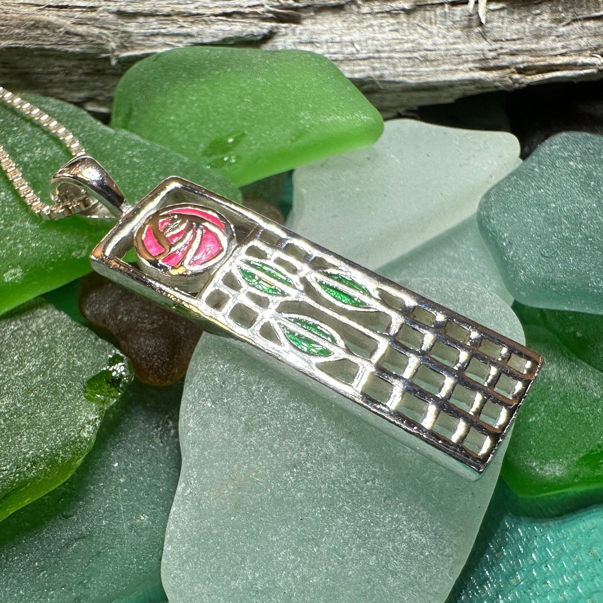 Mackintosh Rose Necklace, Scotland Jewelry, Celtic Jewelry, Rose Jewelry, Art Deco Pendant, Anniversary Gift, Scottish Necklace, Wife Gift