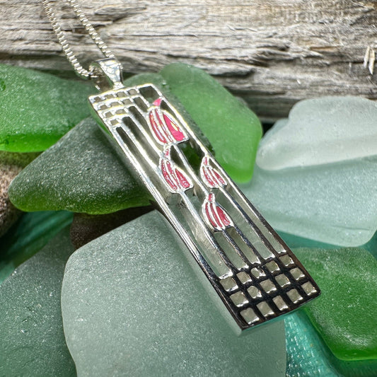 Mackintosh Rose Necklace, Scotland Jewelry, Celtic Jewelry, Rose Jewelry, Art Deco Pendant, Anniversary Gift, Scottish Necklace, Wife Gift