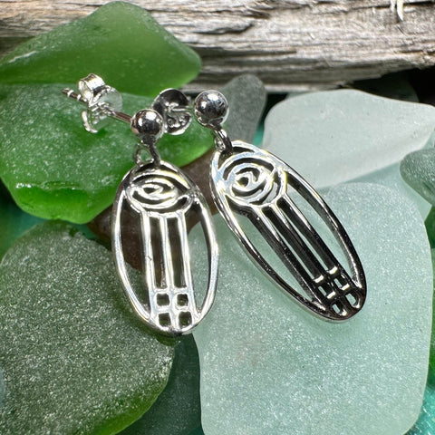 Load image into Gallery viewer, Rose Earrings, Scotland Jewelry, Mackintosh Post Earrings, Silver Anniversary Gift, Flower Earrings, Nature Jewelry, Art Deco Jewelry
