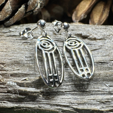 Load image into Gallery viewer, Rose Earrings, Scotland Jewelry, Mackintosh Post Earrings, Silver Anniversary Gift, Flower Earrings, Nature Jewelry, Art Deco Jewelry
