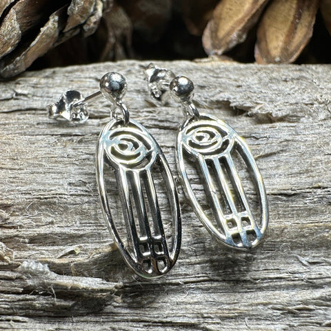 Load image into Gallery viewer, Rose Earrings, Scotland Jewelry, Mackintosh Post Earrings, Silver Anniversary Gift, Flower Earrings, Nature Jewelry, Art Deco Jewelry
