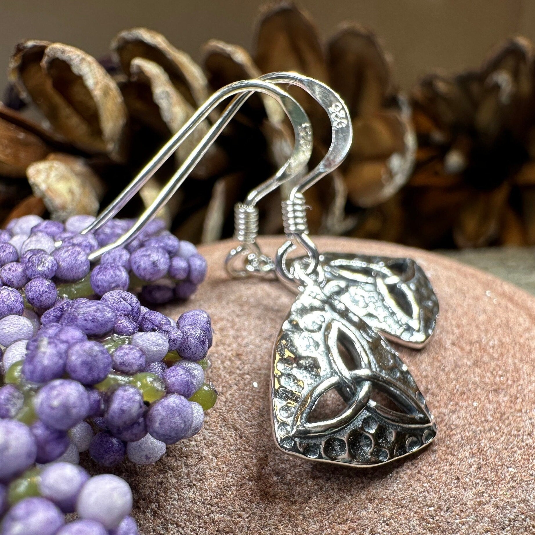 Trinity Knot Earrings, Celtic Jewelry, Irish Jewelry, Celtic Knot Jewelry, Scottish Earrings, Wife Gift, Silver Dangle Earrings, Pagan Gift