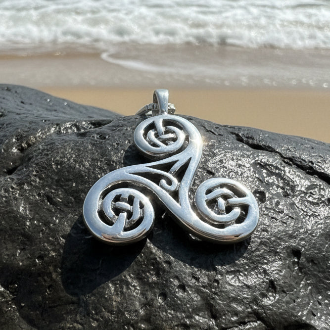 Triple Spiral Necklace, Celtic Jewelry, Irish Pendant, Celtic Spiral Pendant, Norse Jewelry, Sterling Silver, Pagan Jewelry, Scottish Gift